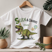 セブン・ア・サウルス 恐竜 名前入り 7歳の誕生日 Tシャツ