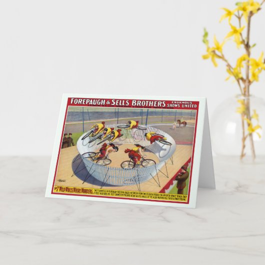 セブン・ゲイネルズのサーカスのポスター自転車に乗る カード (黄色い花)