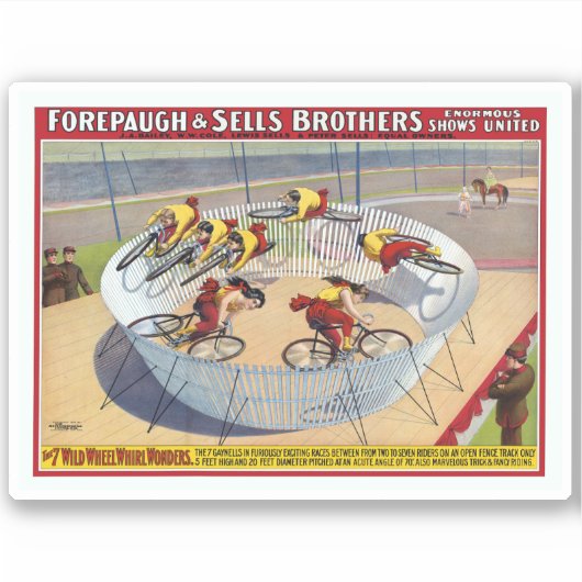 セブン・ゲイネルズのサーカスのポスター自転車に乗る シール (正面)