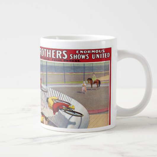 セブン・ゲイネルズのサーカスのポスター自転車に乗る ジャンボコーヒーマグカップ (右)