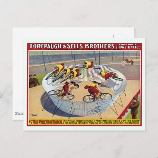 セブン・ゲイネルズのサーカスのポスター自転車に乗る ポストカード (正面/裏面)
