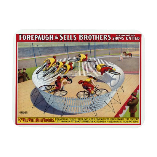 セブン・ゲイネルズのサーカスのポスター自転車に乗る マグネット (横)