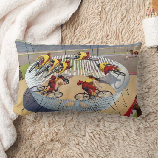 セブン・ゲイネルズのサーカスのポスター自転車に乗る ランバークッション (ブランケット)
