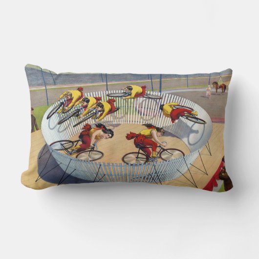 セブン・ゲイネルズのサーカスのポスター自転車に乗る ランバークッション (正面)