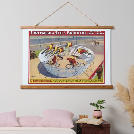 セブン・ゲイネルズのサーカスのポスター自転車に乗る 吊り下げ型タペストリー (寝室)