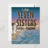 セブン・シスターズ、サセックス・ヴィンテージ旅行ポスター ポストカード (正面/裏面)