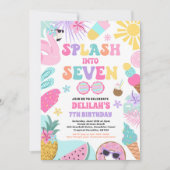 セブン・トロピカル・ビーチ7誕生日に飛び込む 招待状 (正面)