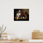 セベリンローゼンスチルライフ、花と果実 ポスター (キッチン)