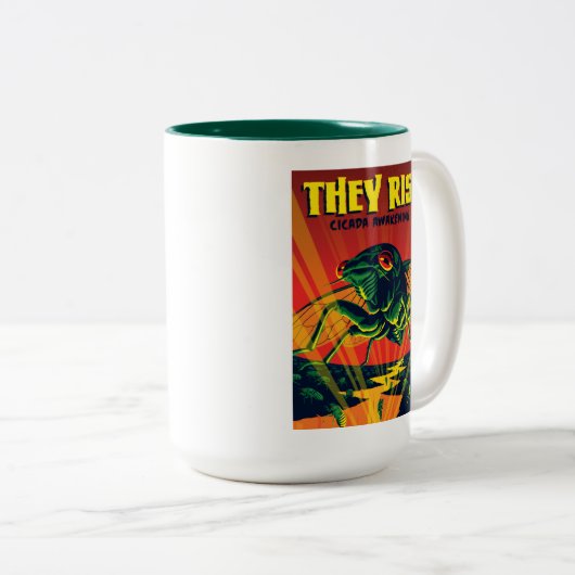 セミが目を覚ます ツートーンマグカップ (正面右)