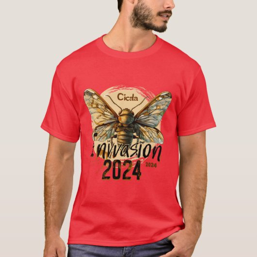 セミの侵略 2024年 夏の孵化家族 Tシャツ (正面)