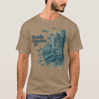 セミの侵略 2024 都市破壊 おもしろ Tシャツ