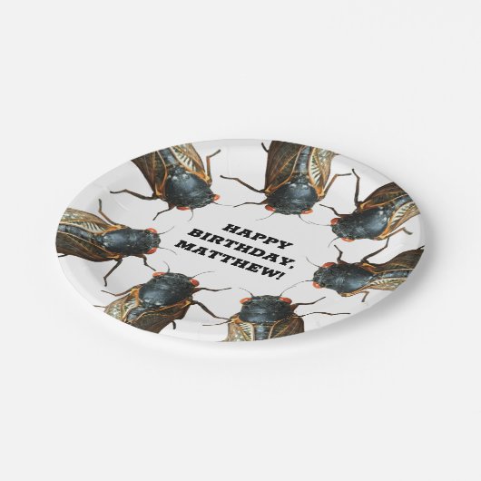 セミの昆虫の写真パーソナライズされた ペーパープレート (アングル)