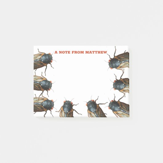 セミの昆虫の写真パーソナライズされた ポストイット (正面)