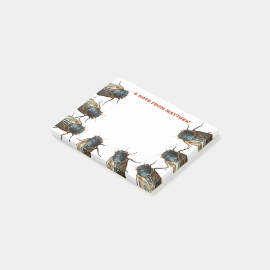 セミの昆虫の写真パーソナライズされた ポストイット (アングル)