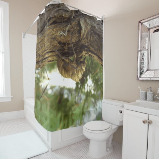 セミの殻。急いでいた。 シャワーカーテン (インサイチュ)