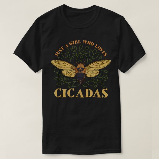 セミを愛する女の子アートデザイン Tシャツ (デザイン正面)