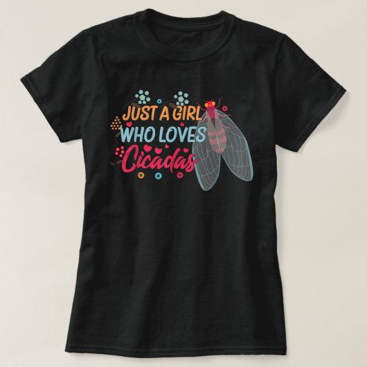セミを愛する女の子X昆虫Cica Tシャツ (デザイン正面)