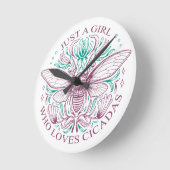 セミエレガントカダバグ恋人ボタニカルラインアート ラウンド壁時計 (傾斜)