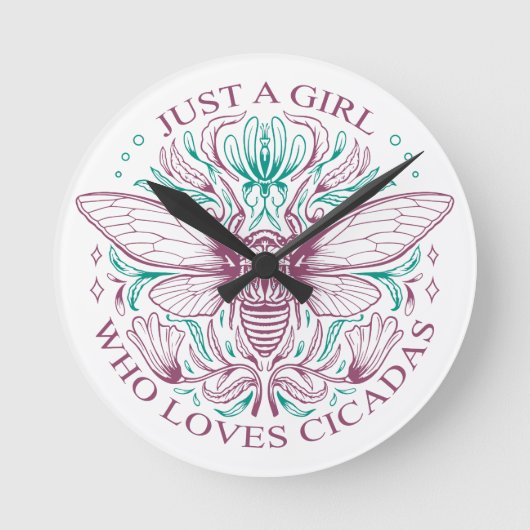 セミエレガントカダバグ恋人ボタニカルラインアート ラウンド壁時計 (正面)