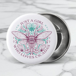 セミエレガントカダ昆虫植物線の美術引用 缶バッジ