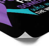 セミコロンティール(緑がかった色)&;紫リボン自殺アワレ ポスター (角)