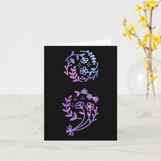 セミコロン自殺防止認識度花ティール(緑がかった色) カード (黄色い花)