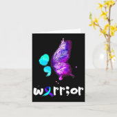 セミコロン蝶の水色の自殺防止 カード (黄色い花)