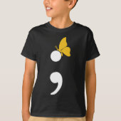 セミコロン蝶の自殺うつ病の予防 Tシャツ (正面)