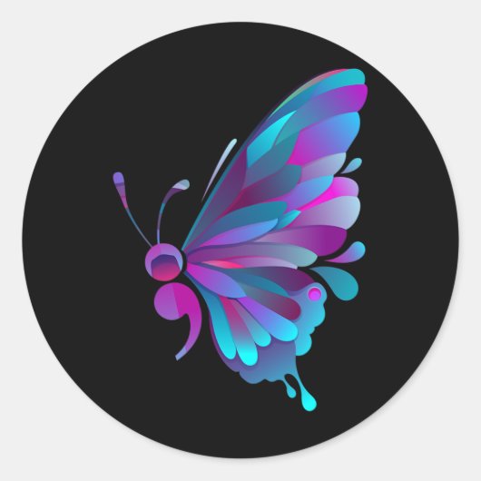 セミコロン蝶セミコロン入れ墨メンタルヘルト ラウンドシール (正面)