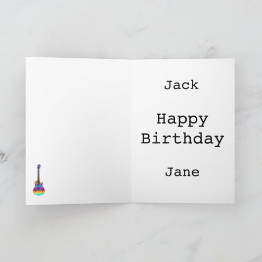 セミサイケデリックアコースティックギタファンキーー音楽アート カード (内部)