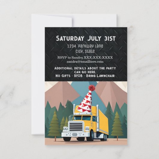 セミトおもしろいラック誕生日機器パーティー 招待状 (裏面)