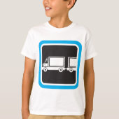 セミトラックとトレーラーの青いアイコン Tシャツ (正面)