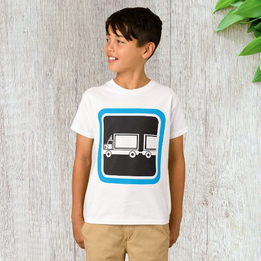 セミトラックとトレーラーの青いアイコン Tシャツ