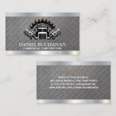 セミトラックのロゴとピストン |金属鋼 名刺 (正面/裏面)