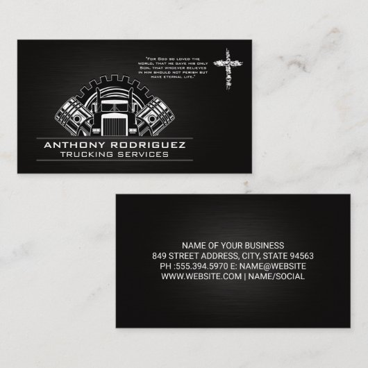 セミトラックギアとピストン |クロス 名刺 (正面/裏面)