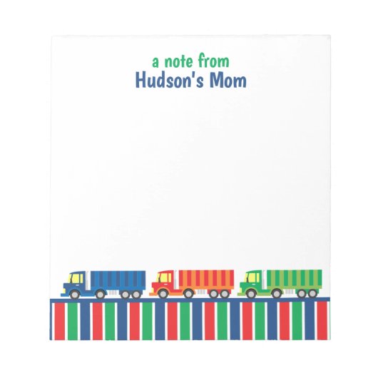 セミトラックコンボイパーソナライズされたメモ ノートパッド (正面)