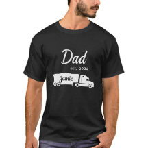 セミトラックデザインのオーダーメイドトラック運転手パパTシャツ