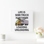 セミトラックトラックのトラック運転手 スクエア壁時計 (ホーム)