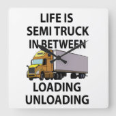 セミトラックトラックのトラック運転手 スクエア壁時計 (正面)