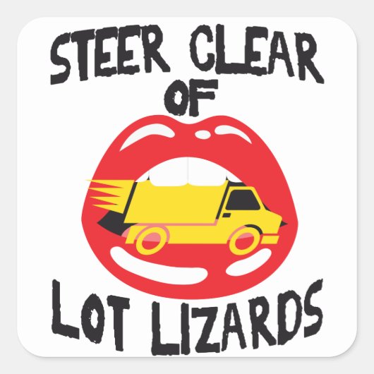 セミトラックドライバーおもしろいロットリザードトラック運転手Gag スクエアシール (正面)