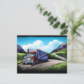 セミトラックドライバー風光明媚な旅行はがき ポストカード (スタンド正面)