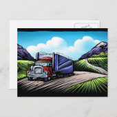 セミトラックドライバー風光明媚な旅行はがき ポストカード (正面/裏面)