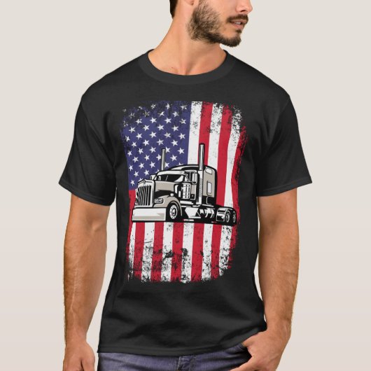 セミトラックドライバー18ホイーラートラック運転手USAアメリカ Tシャツ (正面)