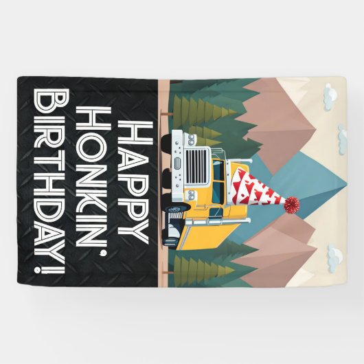 セミトラックハッピーバースデーパーティーおもしろい輸送 横断幕 (横)