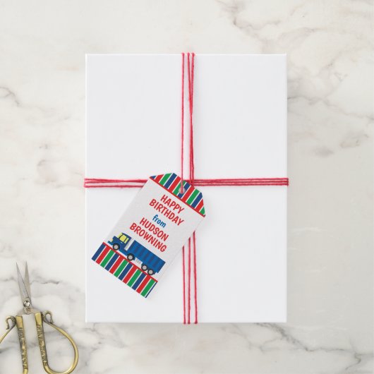 セミトラックパーソナライズされたギフトラベル ギフトタグ (より糸付き)