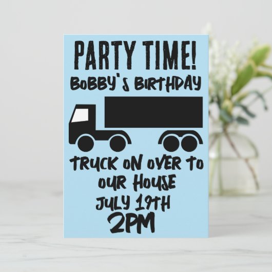 セミトラックボーイズ子供の誕生日パーティの招待状 招待状 (スタンド正面)