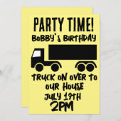 セミトラックボーイズ子供の誕生日パーティの招待状 招待状 (正面/裏面)