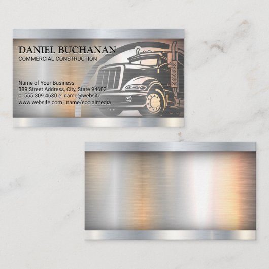 セミトラックロゴ | メタリックブラシ付き背景 名刺 (正面/裏面)