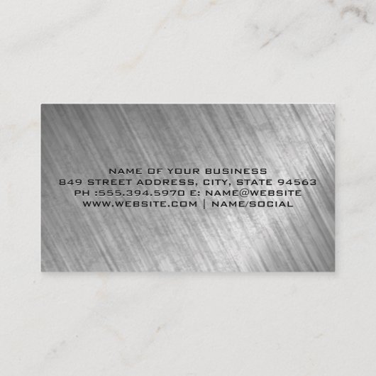 セミトラックロゴ | メタリック擦り切れたバックグラウンド 名刺 (裏面)