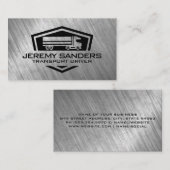 セミトラックロゴ | メタリック擦り切れたバックグラウンド 名刺 (正面/裏面)
